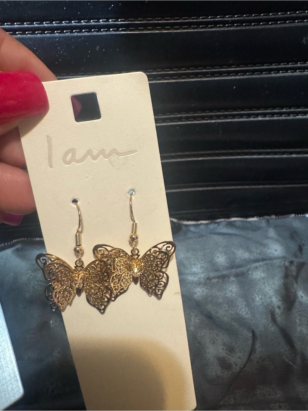 I.AM.GIA Gold Filigree Butterfly Dangle Earrings